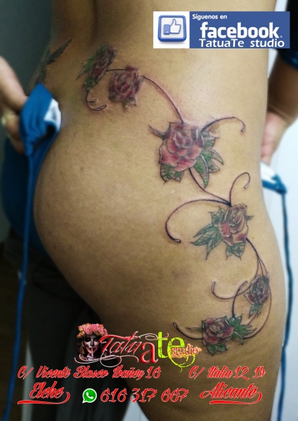 enredadera de flores, rosas, tatuate studio