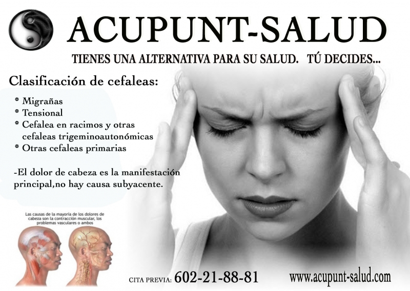 Si padeces cefaleas  tienes una alternativa para su salud ,acupuntura sin dolor llama e informate ..