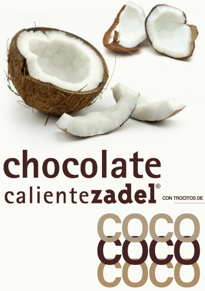 Chocolate Caliente ZADEL con trocitos reales de Coco.