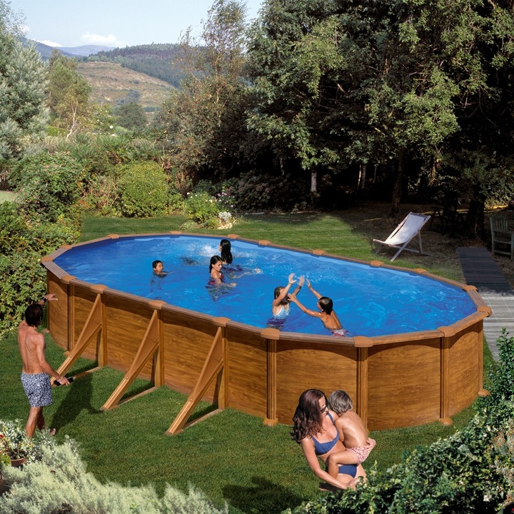 Piscina desmontable aspecto madera