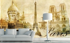 Fotomural decorativo con un collage de paris