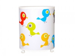 Lampara de mesa infantil  cilindrica y  dibujos de pajaros multicolores twity silvester