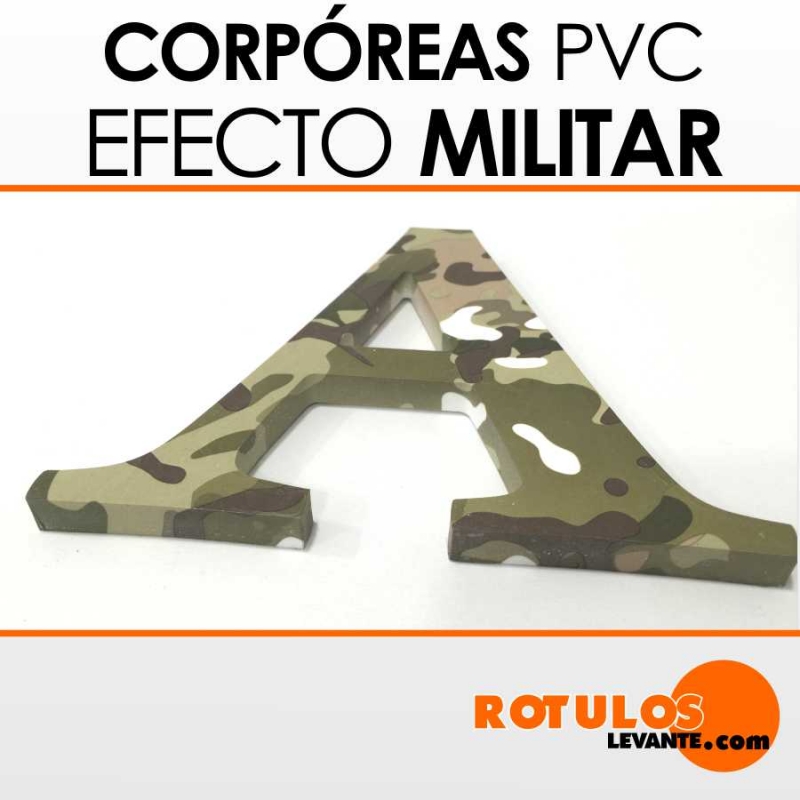 Letras corpóreas o para decoración efecto militar