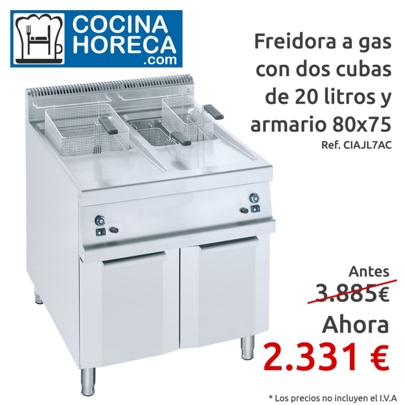 Freidora a gas con dos cubas de 20 L