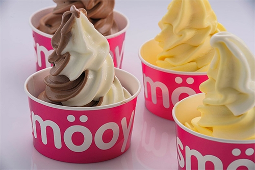 Tarrinas de sabores smoy: yogurt helado natural, chocolate y nata