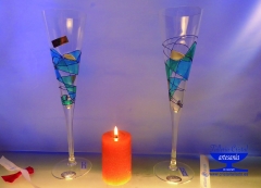 Copas de brindis azules