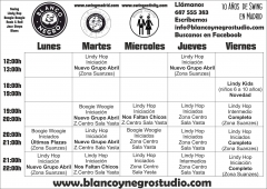 Nuevos grupos de lindy hop / swing horarios de blanco y negro studio para abril