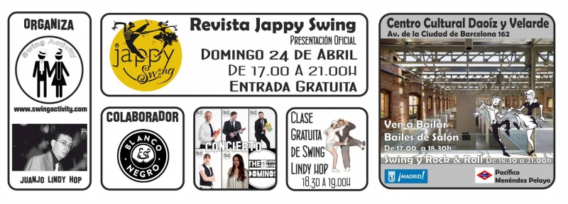 Presentacin de la Revista Jappy Swing. Conciertos de The Dominos Swing. Organiza Swing Activity.