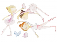 Vinilo para habitacion infantil bailando con mariposas bailarinas de ballet siluetas recortadas