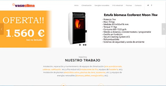 Diseño de páginas web - Vaseclima