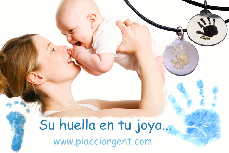 joyas personalizadas con la huella de tu beb. Colgante de plata ideal para las mams.