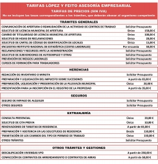 Nuestras tarifas de precios
