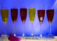 Copas de brindis grabadas para bodas