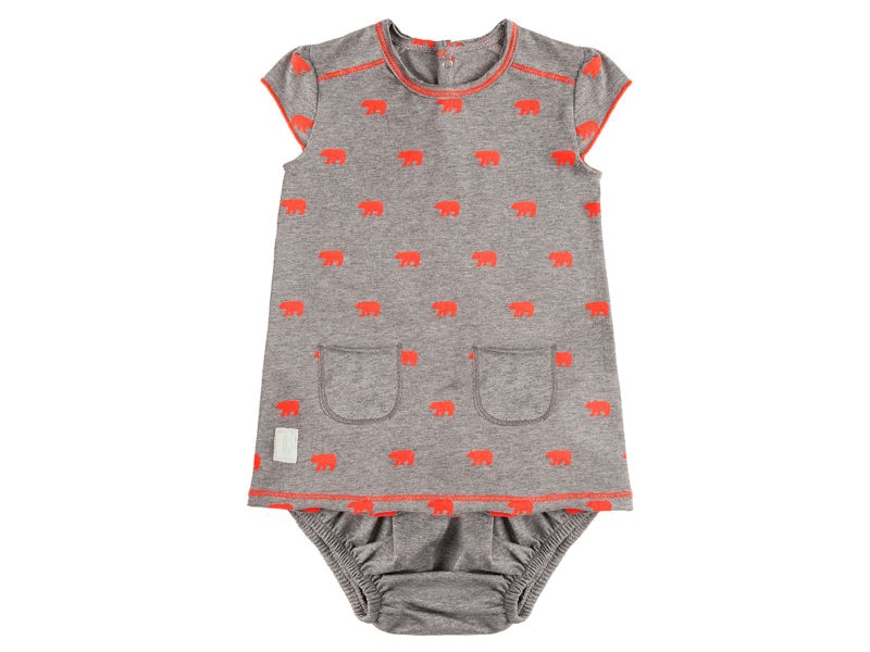 Vestido y culotte para beb Polar Coral. Hilo de algodn, de Baby Clic.