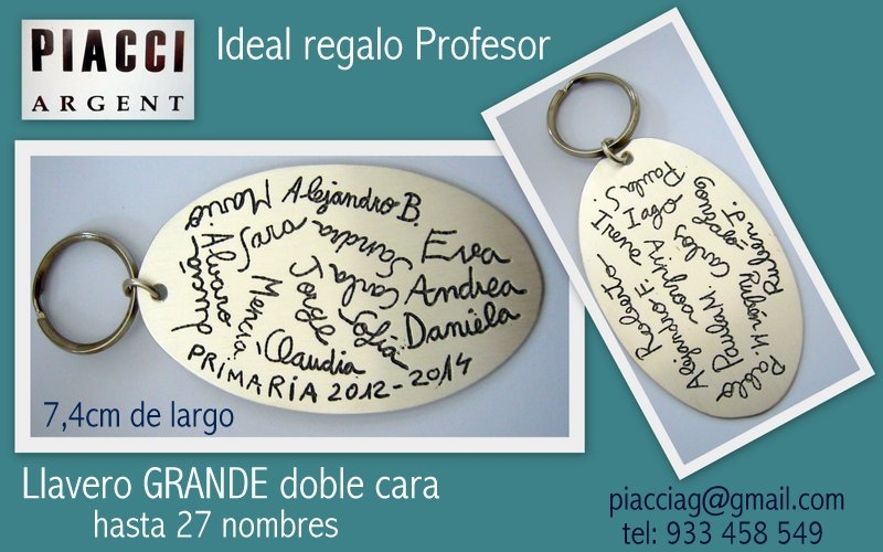 Regalo para el profesor en fin de curso. Plata 925. cada niño sale con su propia letra!