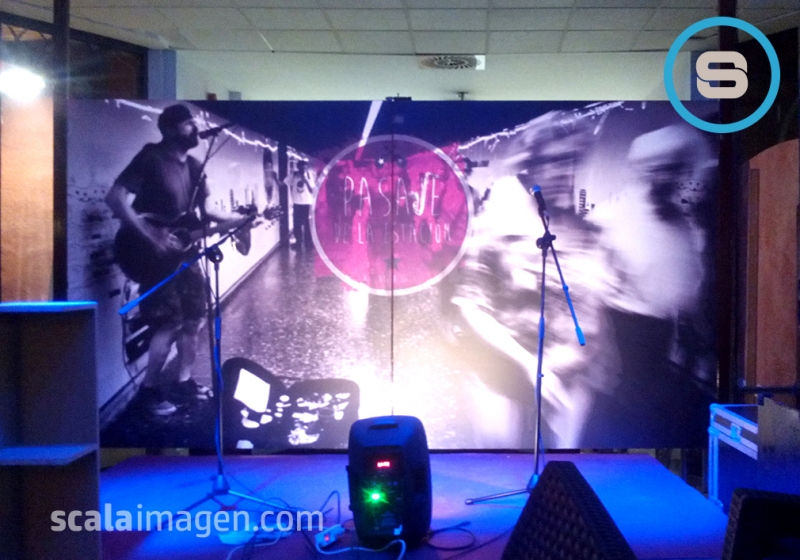 Foto mural para trasera de escenario en vinilo impreso, El Pasaje de la Estación, Lorca, 