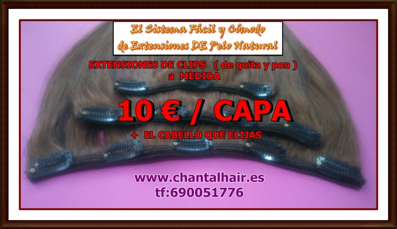 EXTENSIONES DE CABELLO NATURAL DE CLIP- PEINETAS