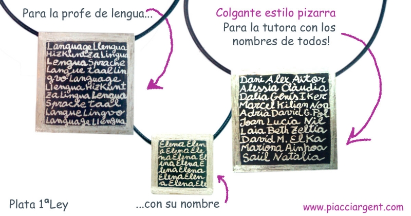 Colgante de plata varias opciones de medida 3x3cm o 4x4cm. Personalizalo con tu texto!