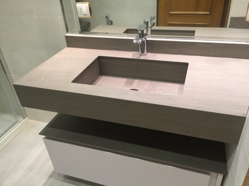 Encimera y lavabo en Neolith Timber Ash