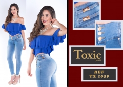 Jean colombiano marca toxic  color azul medio