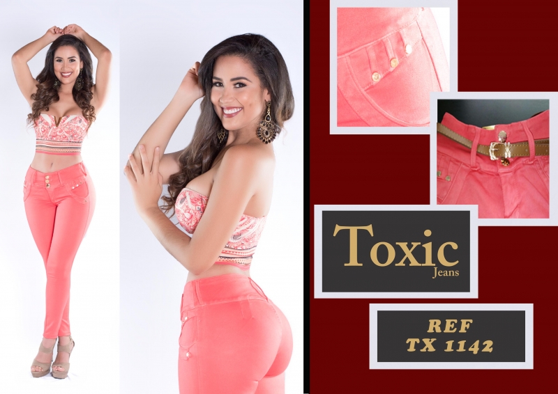 Jean colombiano marca Toxic. Color Coral