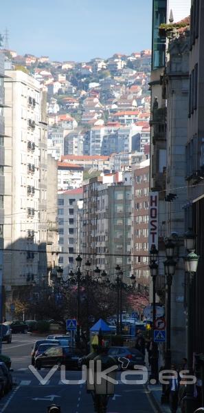 Una vista de la calle donde estamos, en Vigo