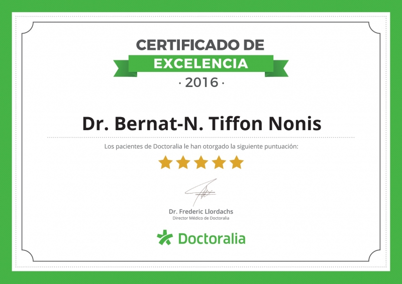 Certificado de EXCELENCIA 2016 a CONSULTORIA EN PSICOLOGIA LEGAL Y FORENSE por DOCTORALIA.