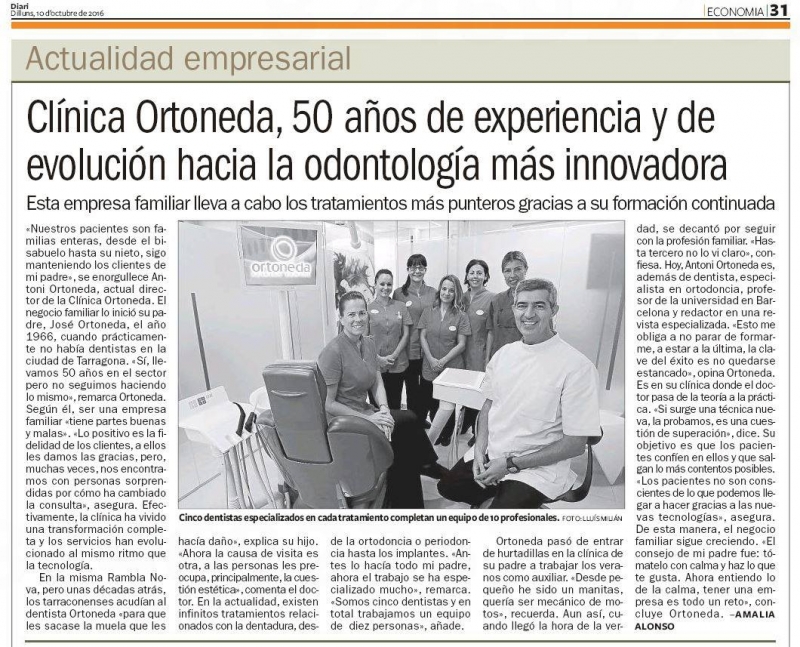50 anys de ORTONEDA CLINICA DENTAL