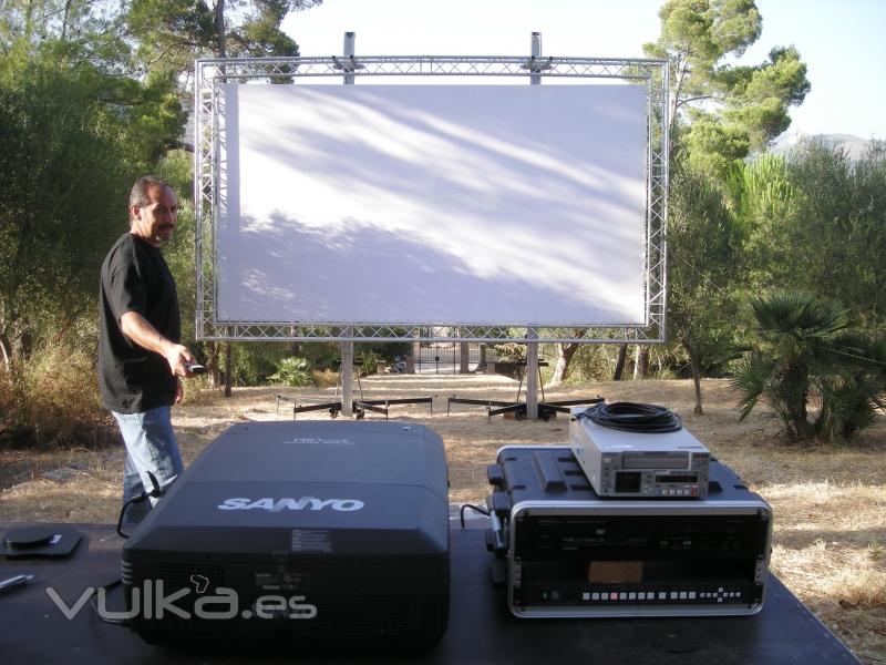 Proyeccin 16:9 - pantalla de 6 x 4,5 mts. - Proyector 15000 ansi/lumens