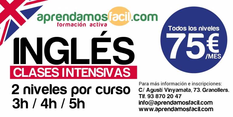 INGLS CLASES INTENSIVAS 2 NIVELES POR CURSO