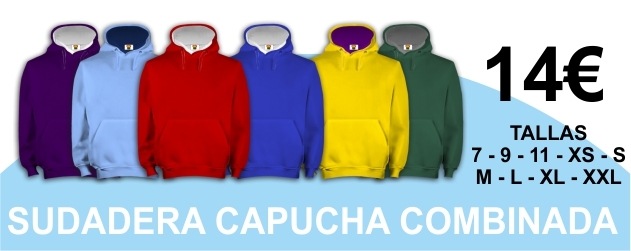 Sudadera capucha combinada. Lista para personalizar