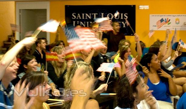 SLU - Madrid students support their country during the candidate selection of the 2016 Olympics.