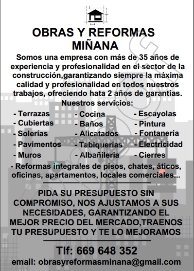 OBRAS Y REFORMAS MIÑANA