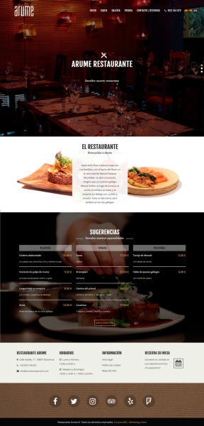 Diseño Web Barcelona para el Restaurante Arume
