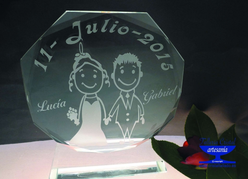 placas de cristal grabadas para bodas