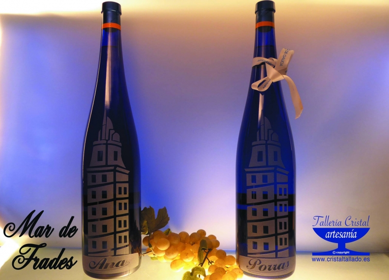 botellas de vino mar de frades grabadas