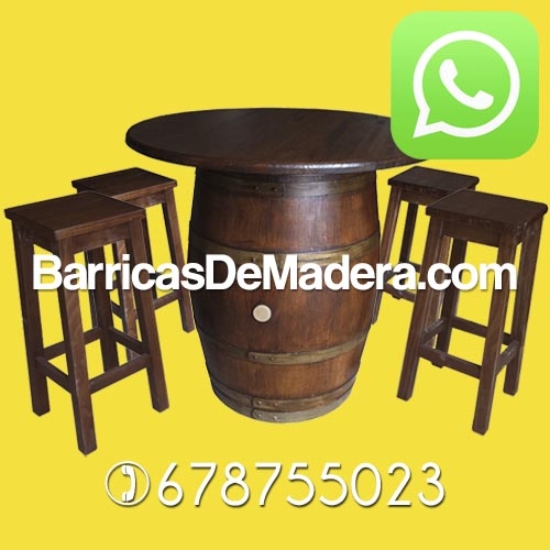 Conjunto terraza barrica + taburetes