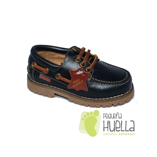 zapato natico en piel alta calidad colores azul y marrn con velcro o cordones