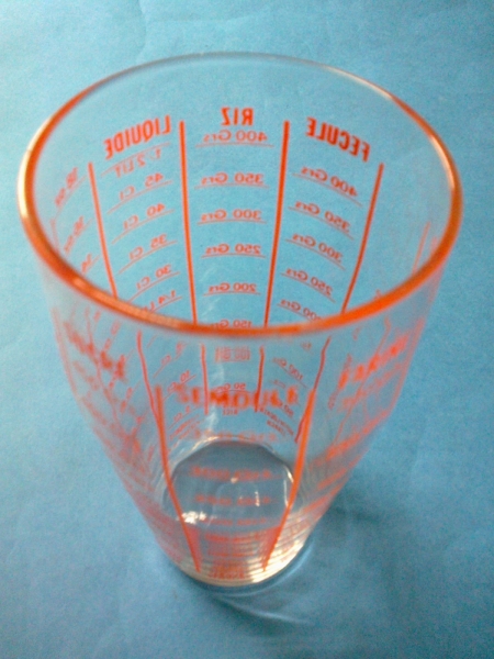 Vaso medidor, cristal tipo Pirex