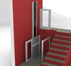 Elevador para pequenos recorridos ideal para salvar los peldanos en los portales de los edificios, hasta llegar a
