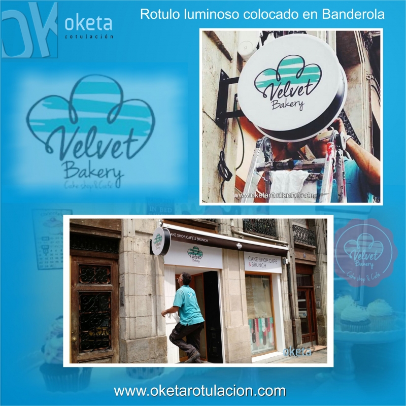 Velvet bakery- Rotulo en Banderola - Rotulos Oketa