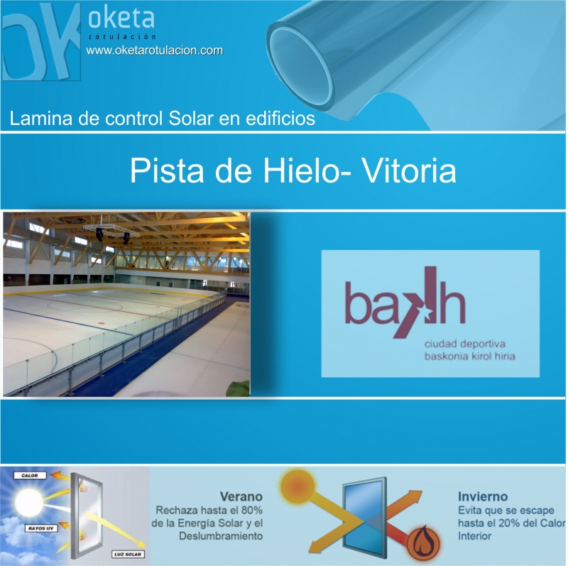 lamina solar pista hielo Vitoria-Gasteiz.  Rótulos Oketa