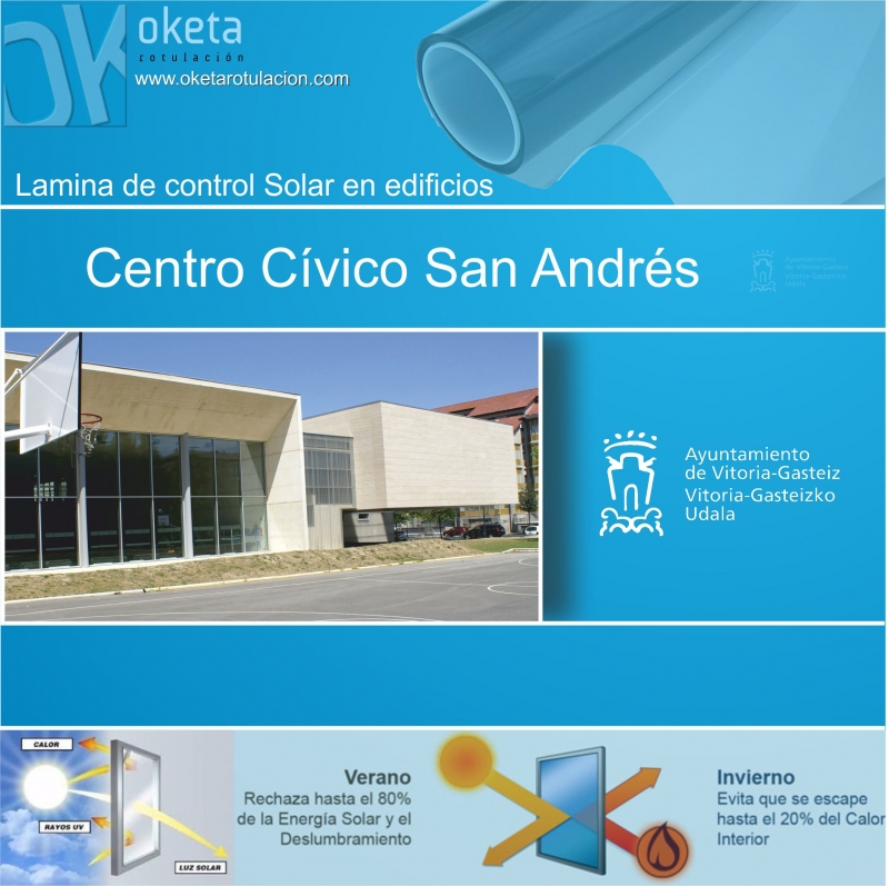 lamina solar Centro Cvico San Andrs-Vitoria . Rotulos Oketa