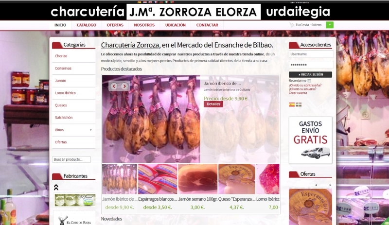 Creación tienda online Charcutería Zorroza