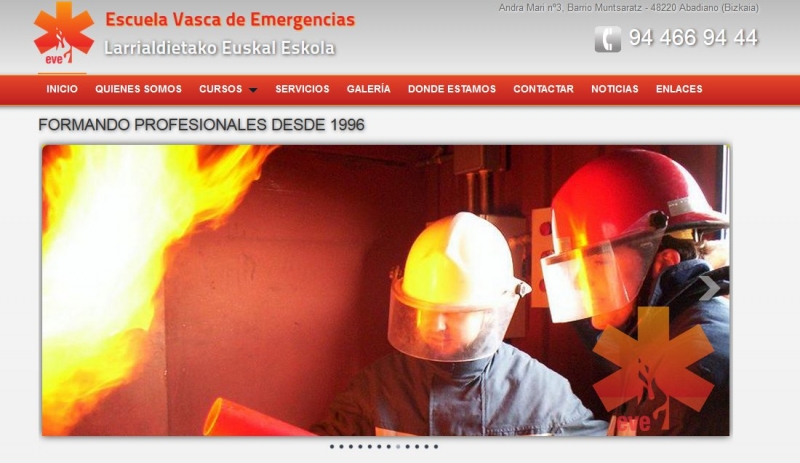 Creaión página web Escuela Vasca Emergencias