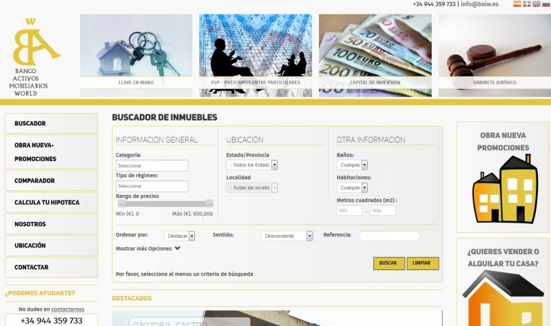 Creación página web Inmobiliaria BAIW