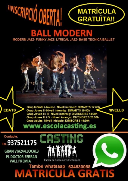 GRUPOS DE TODAS LAS EDADES + INFO: ENVIA WHATSAPP: 634530058/ 618291679 Escola CASTING