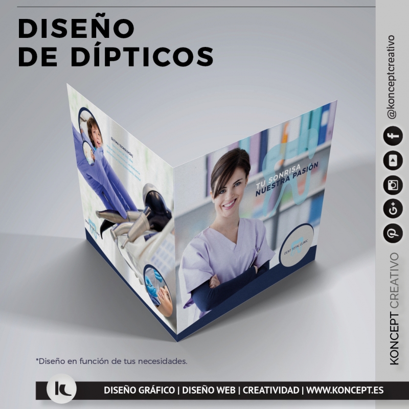 Diseño de dípticos y trípticos para clínicas dentales en Barcelona
