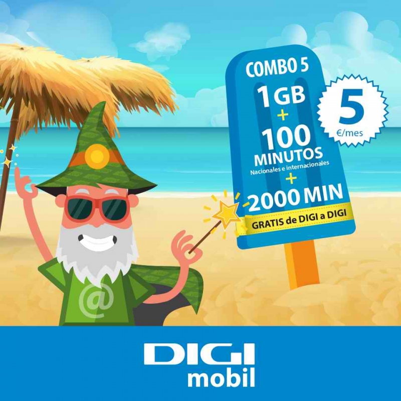 Tarifa Combo 5, 1GB + 100 minutos + 2000 minutos entre DIGI