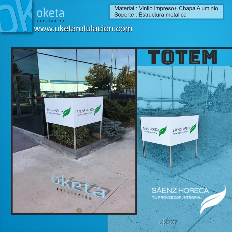 SAEN HORECA - Totem en acceso a oficinas - Rótulos Oketa